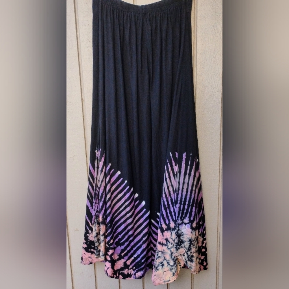 ☯️Black Tie-dye Palazzo Pants w/Split Sides M - Picture 2 of 5